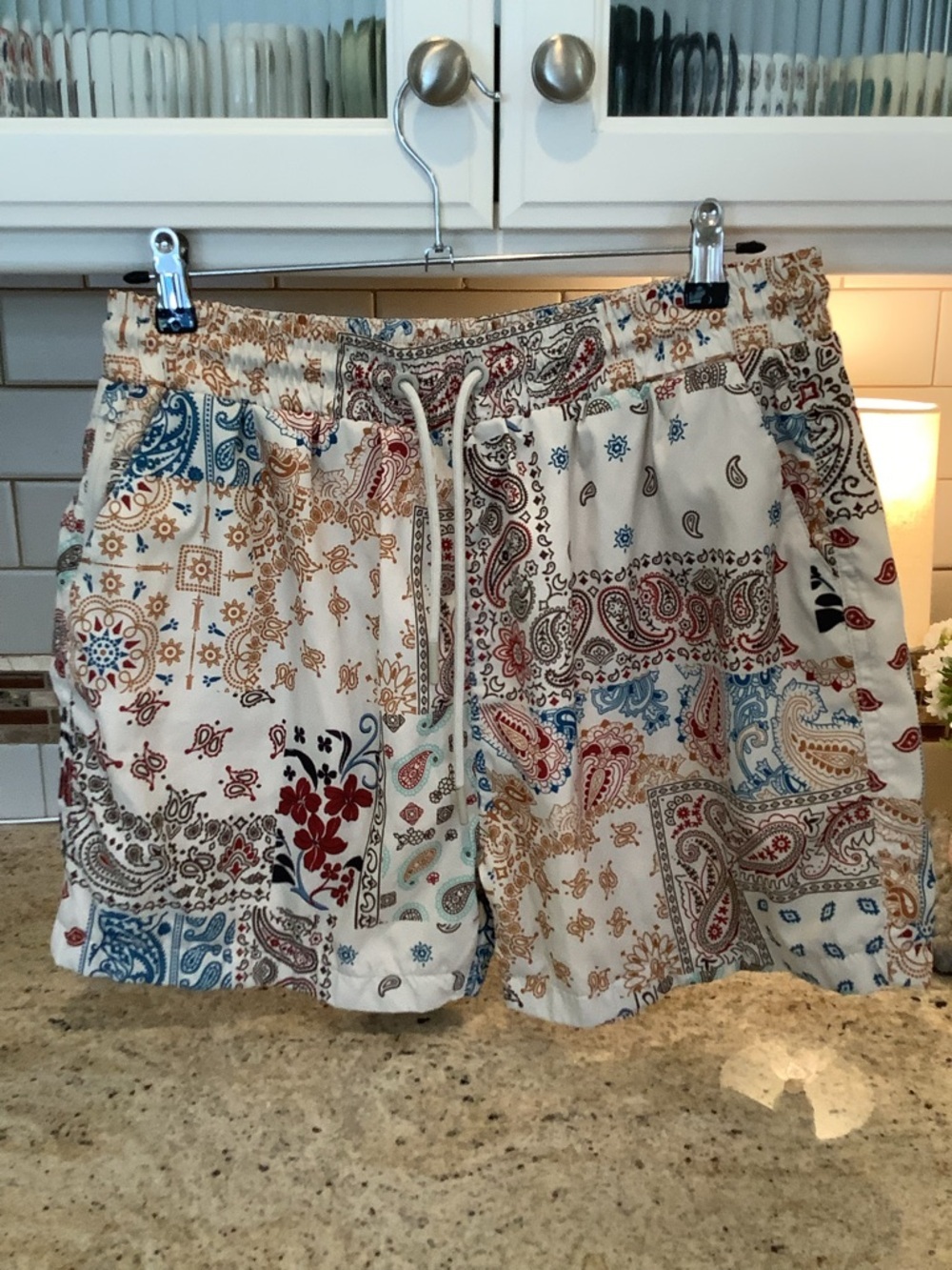 Maison Article Paisley Patchwork Drawstring Hybrid Shorts Size Large